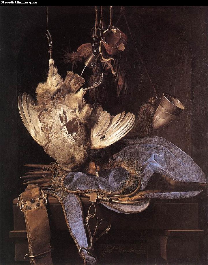 Willem van Still-Life with Hunting Equipment and Dead Birds